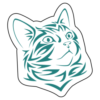 Tribal Cat Sticker (Turquoise)